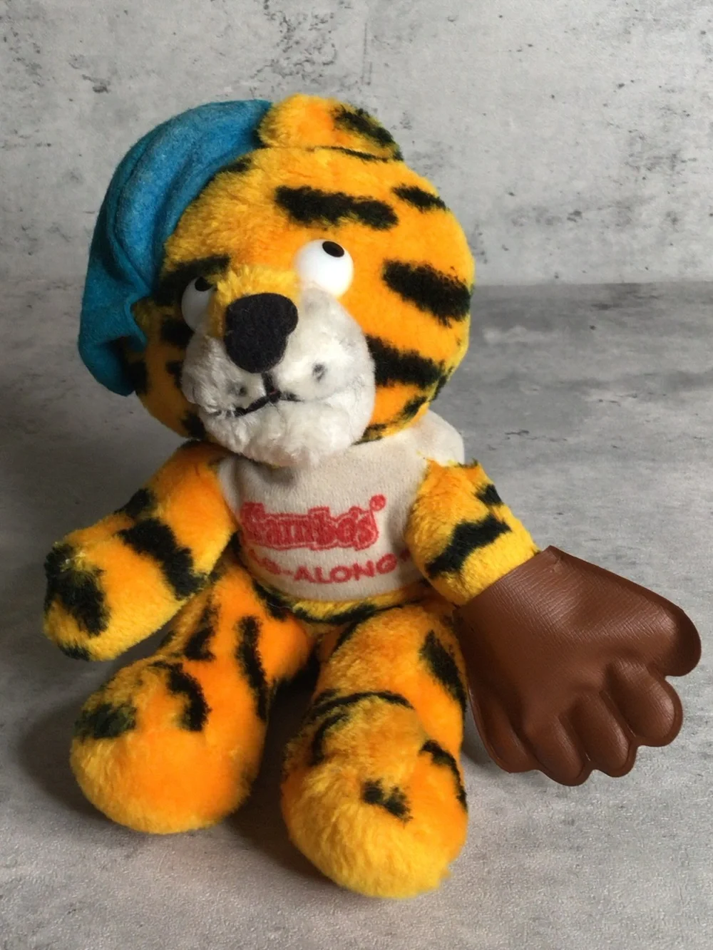 Vintage 1970's Dakin Tiger Baseball Stuffed Animal Plush Toy Sambo Cap and Glove